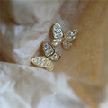 2025 Fine Jewelry Sterling Silver Shiny White Zircon Butterfly Stud Earrings