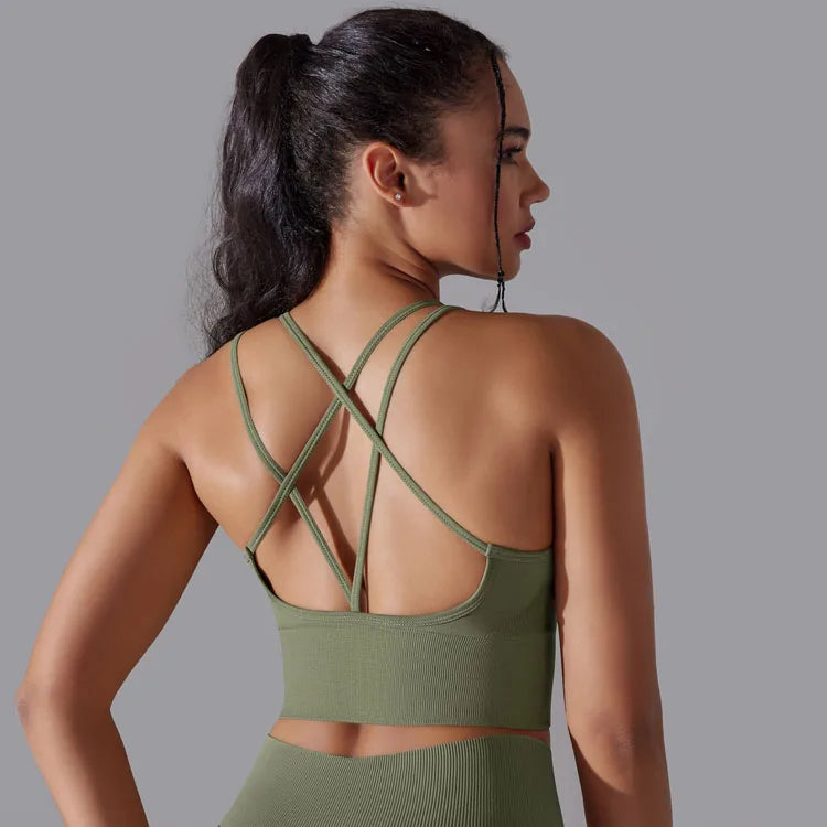 Running Women Seamless Yoga Set Shorts Sublimation Sports Bra Set Cross Bra and Shorts and Long Pants 3 Pieces Set