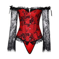 Waist Slimming 12 Boned Waist Shaper for Women Off Shoulder Vintage Long Sleeve Corset Top