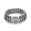 KALEN Men Vintage Matte/Polished 220mm Stainless Steel Striped Links Bracelet