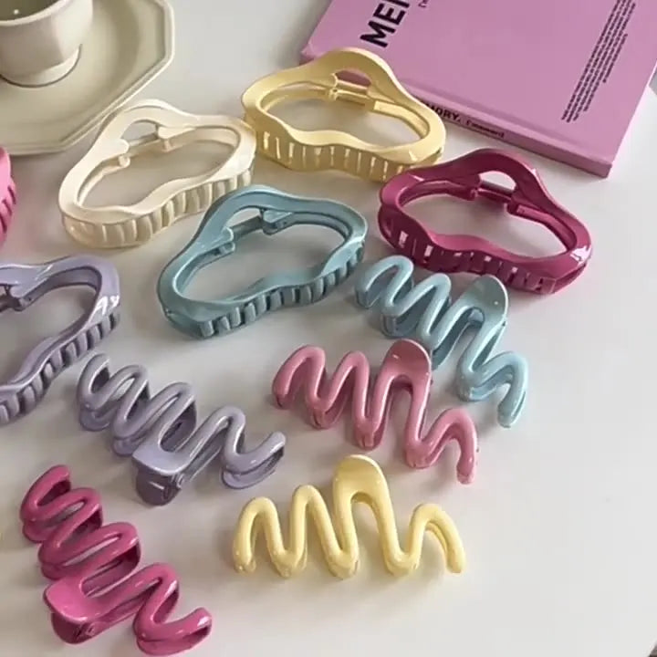 Hot Sale Custom Wholesale Hair Claws Candy Color Elegant Plastic Hollow Square Cross Claw Design