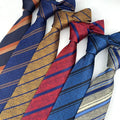 Wholesale Fashion Ties Blue and Yellow Stripe Polyester Various Color Combinations Necktie Striped Red Blue Gold