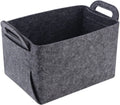 Grey Felt Storage Bin with Handles Storage Basket Collapsible Home Fabric Organizer for Clothes Towels Toys