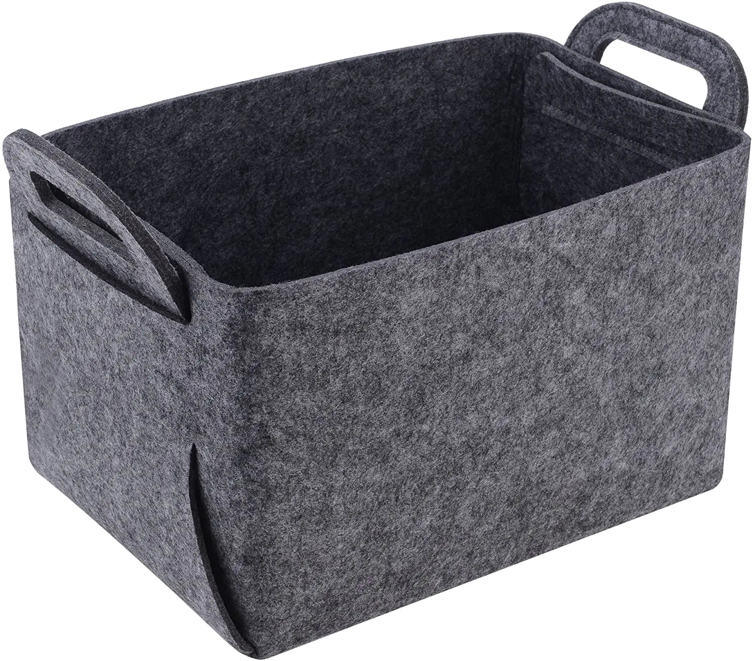Grey Felt Storage Bin with Handles Storage Basket Collapsible Home Fabric Organizer for Clothes Towels Toys