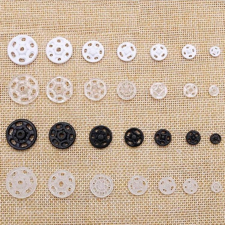 Good Quality 7-20mm Invisible Black White Transparent Round Square Plastic Press-Stud Shirt Clothes Snap Buttons