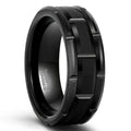 OAHLAN Best Selling 8mm Tungsten Carbide Rings for Men Black Brick Pattern Grooved Brushed Wedding Band Tungsten Ring