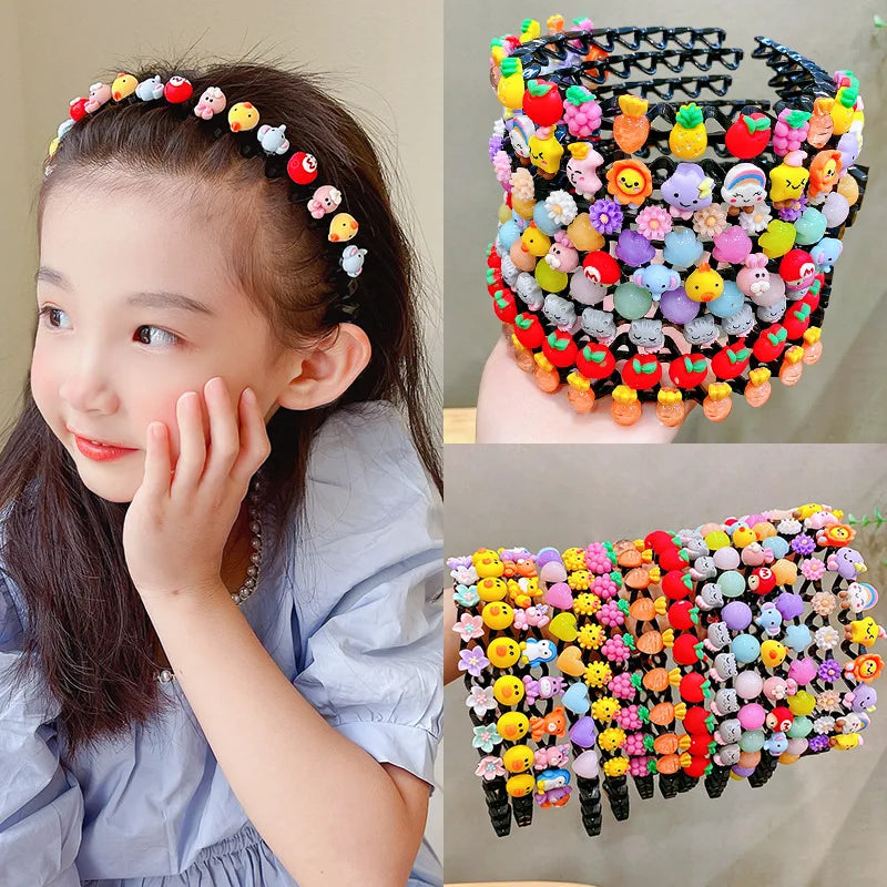 Children Braided Hair Clip Headband Bangs Fixer Princess Plate Headband Girl's Hollow Wreath Hair Accessory