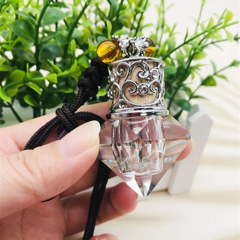 3ml Car Perfume Bottle Crystal Air Freshener Diffuser Hanging Empty Glass Refillable Bottle for Auto Pendant Smell Essential Oil