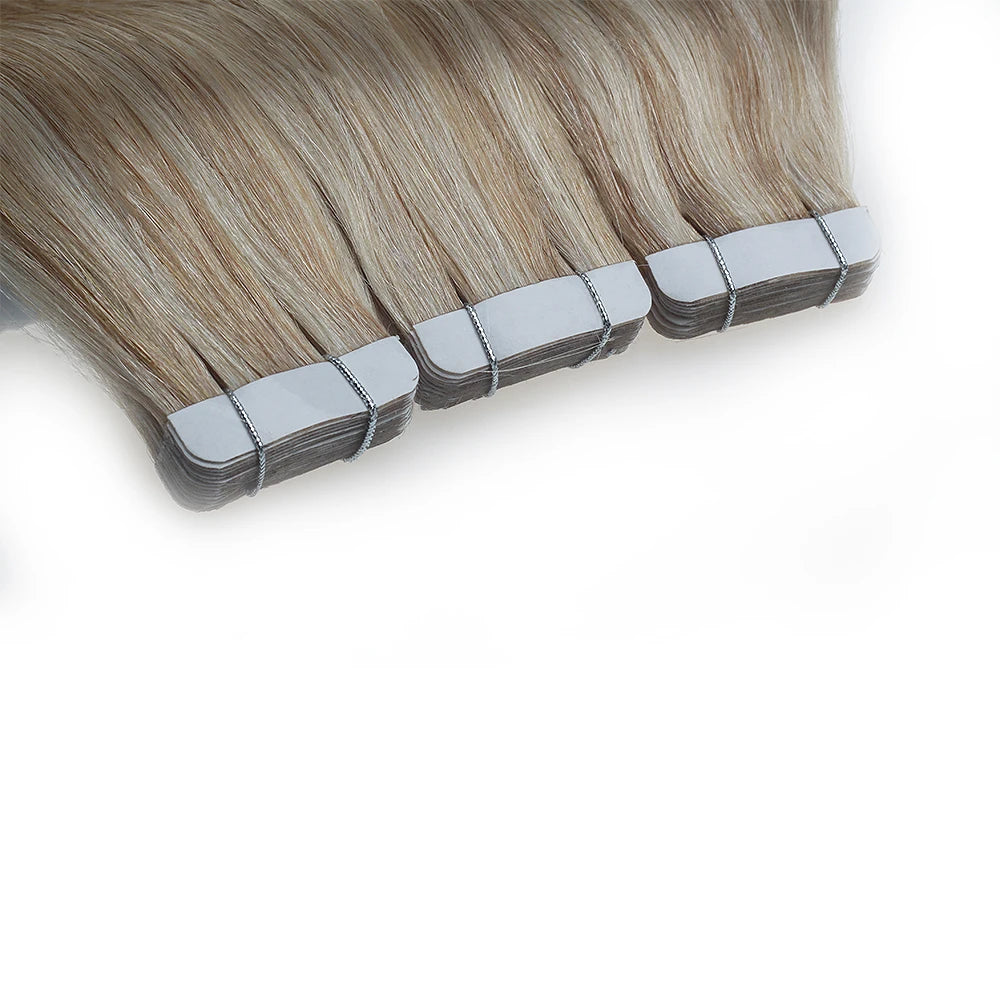 Wholesale Double Drawn Real Human Remy Hair Customized Style 16p613 Color Human Tape in Hair Extensions