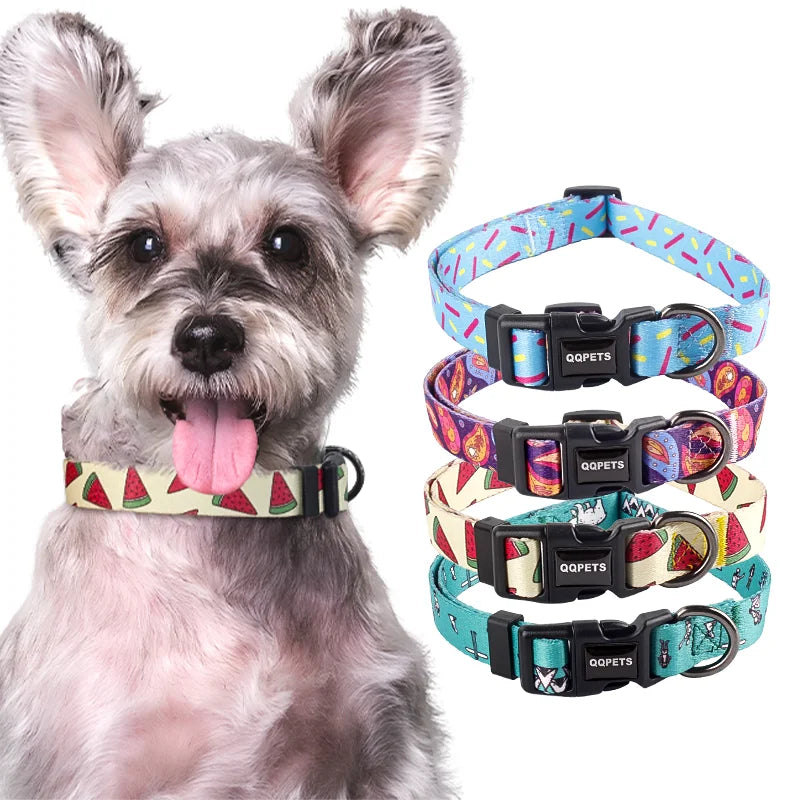 2025 Custom Pet Dog Collars New Cute Fancy Sublimation Print Logo Design Breakaway Nylon Material Personalized Pattern