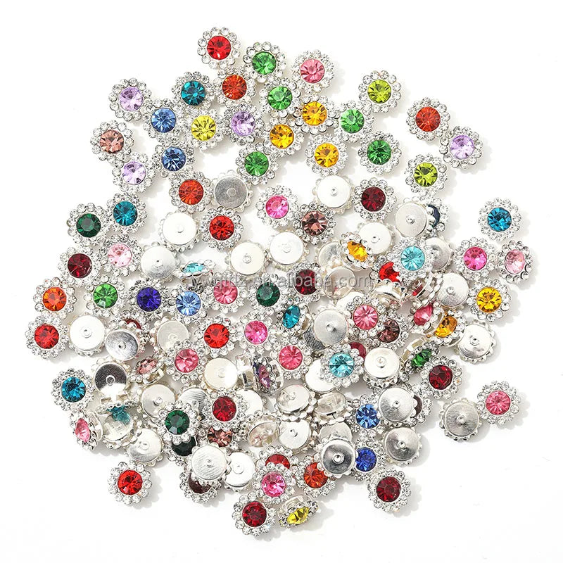 Hot Selling Crystal Rhinestone 12mm Silver Bottom Bracket Used for Sewing Clothing and Wedding Dresses