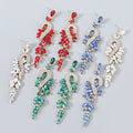 Handmade Colorful Rhinestone Crystal Beads Earrings Jewelry Gold Plated Austrian Raw Green Crystal Glass Drop Earrings