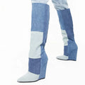 Design Plus Size High Heel Ladies Fashion Shoes Women Long Denim Jean Boots Knee High 2022 MegaBDM