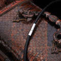 SS8-PSXL011 Steel Soldier Fashion Black Double Round Leather Rope Necklace with High Hardness Spring Buckle
