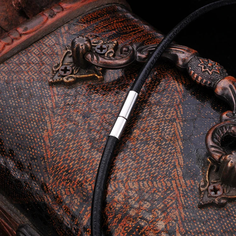 SS8-PSXL011 Steel Soldier Fashion Black Double Round Leather Rope Necklace with High Hardness Spring Buckle