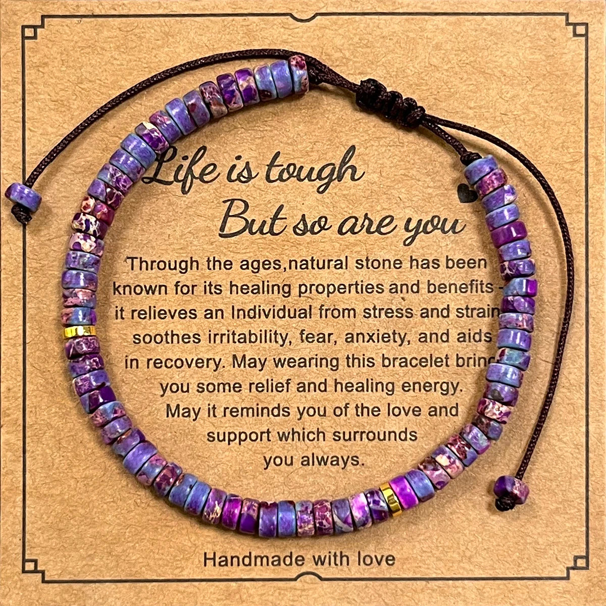 Bohemian 2*4mm Round Sediment Gemstone Healing Bracelet Gift Purple Imperial Jasper Stone Braided Bracelet Birthday Gifts