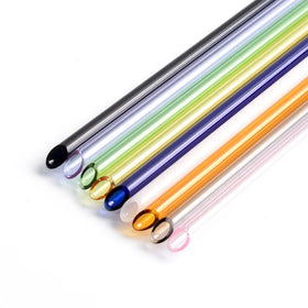 Customized Borosilicate Prickable Packaging Film Color Pointed Glass Drinking Straw