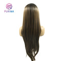 Furina Fashion 26 INCH Synthetic Wigs Heat Resistant Natural Fiber Brown With Hair Bang for Black Women