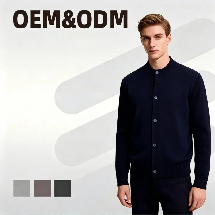 Custom High Quality Men Casual Loose Thin Knit Coat Korean Version Crewneck Sweater Cardigan