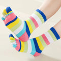 Wholesale Fashionable  Five-Toe Women's Crew Socks Customisable Stripes Dots Spring Casual Free Knitted Techniques Body