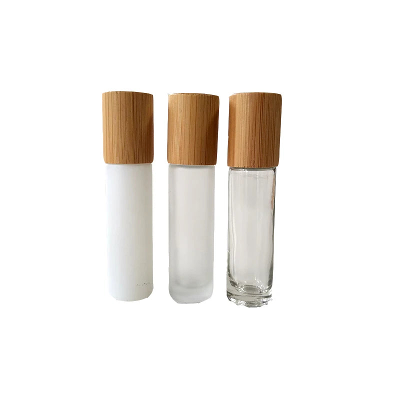 Ready Stock Clear/Translucent/Opaque White Glass Roll on Bottle 10ml Frosted Glass Vials with Steel Roller for Perfume Oils
