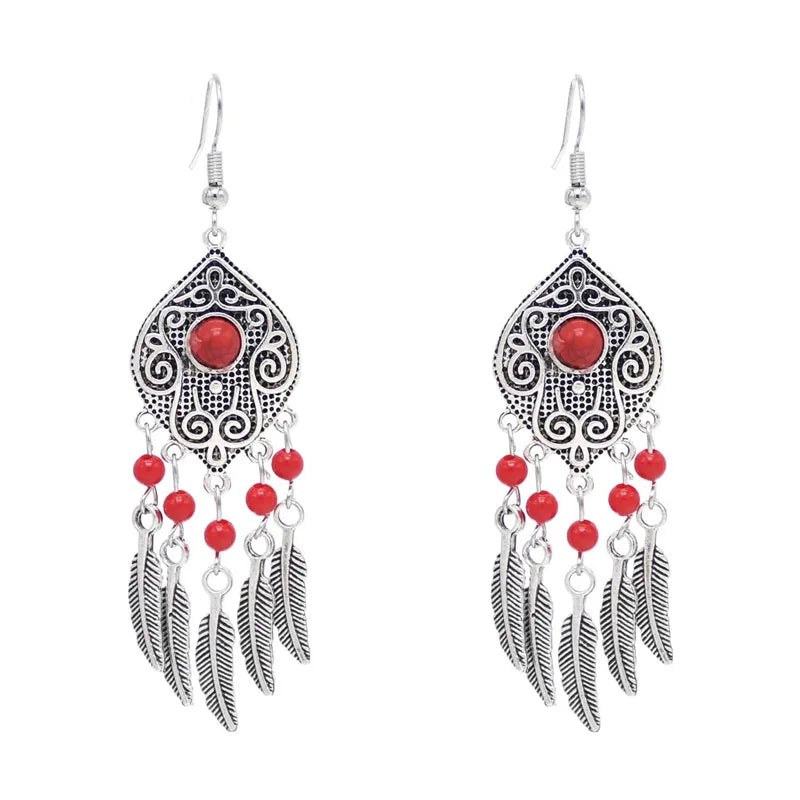 Hot Selling Trend Versatile Ethnic Style Colorful Feather Long Tassel Exquisite Niche Earrings