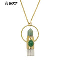 WT-N1308 Amazing WKT NEW Natural Stone Spirit Quartz Roller Perfume Bottle Pendant Necklace for Women Gift Stone Bottle Necklace