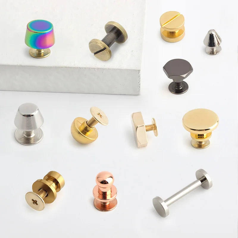 Nolvo Deep Gold Logo Metal Square Bag Feet Stud Diy Bag Bottom Rivets D Rings With Screw Fitting Studs Decorative Nail for Bag