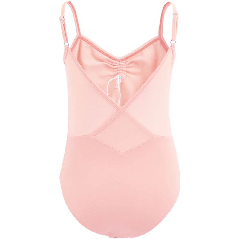Children Camisole Cotton Ballet Leotards Girls Low Back Mesh Splice Dance Leotard