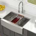 Single Bowl  Workstation Kitchen Sink 30-inch Farmhouse 16 Gauge Stainless Steel Kitchen Sink Apron Front