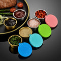 70ml Stainless Steel Sauce Cup with Silicone Lid Seasoning Box Salad Cup Snack Dipping Dish Sushi Condiment Containers for Lunch