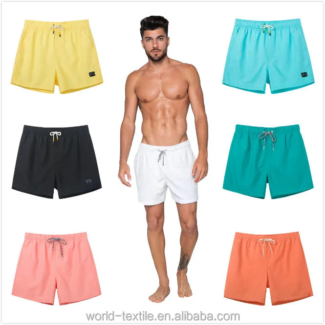 Selling Beige Mens Custom Logo Swim Shorts With Factory Direct Sale Price