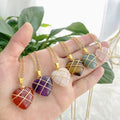 G2069 Jewelry Crystal Quartz Gemstone Necklaces Wire Wrap Heart Natural Stone Necklace