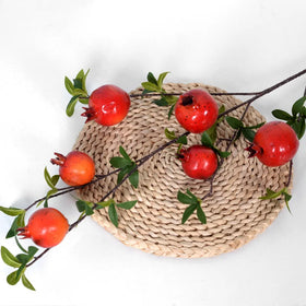 DREA Artificial Fruits Decoration Red Orange Pomegranate Fruits Stem for Home Hotel Wedding Decoration
