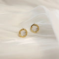 Vintage Style Round Shape Pearl Shell Stainless Steel Earrings 18k Gold Plated Women Stud Earring