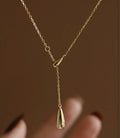 Non Fading Stainless Steel Gold Plated Choker Necklace Fashion Waterproof Jewelry Droplet Shaped Pendant Necklace for Women