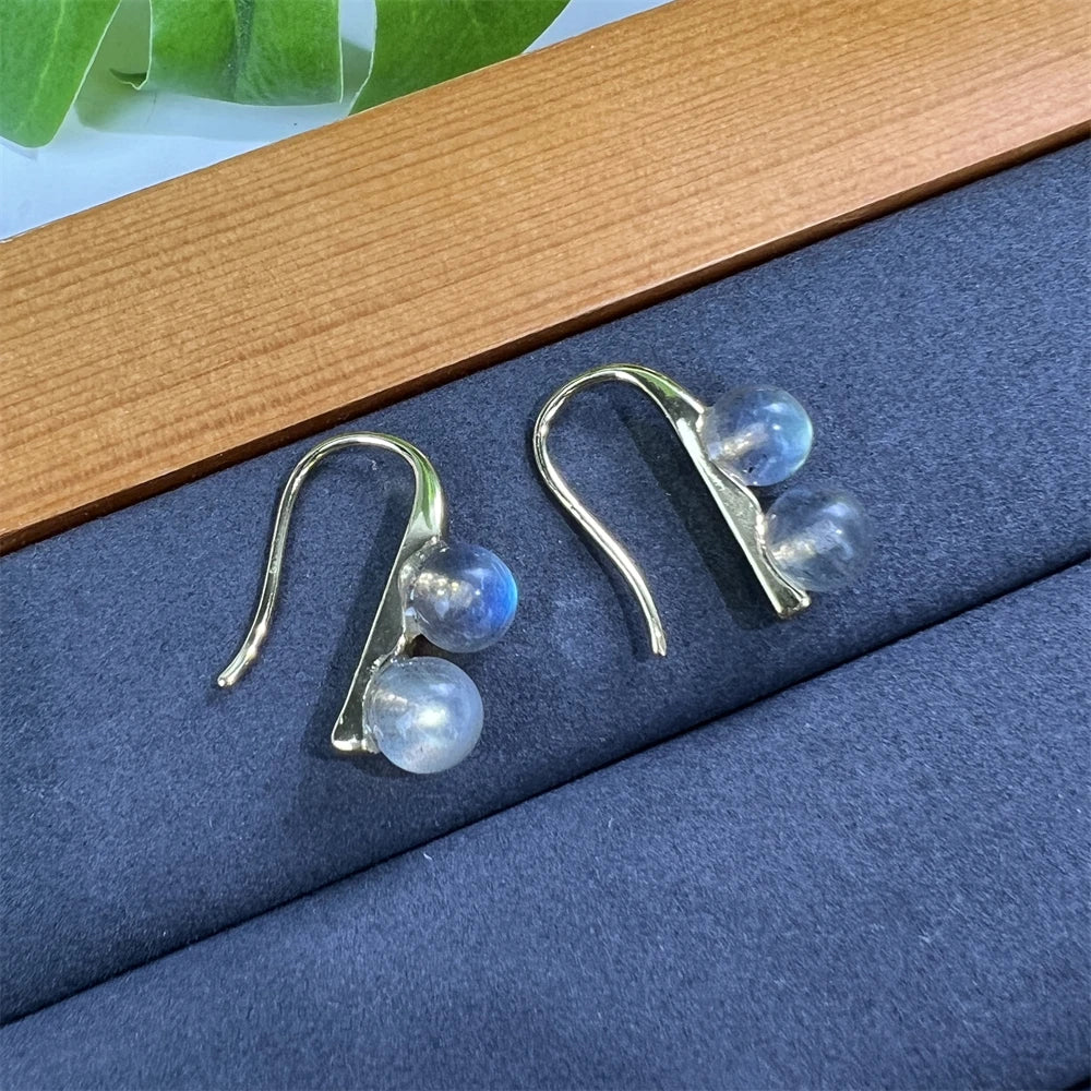 2026 New Design Fashion 18K Gold Plated Drop Earrings Natural Gemstones Round Ball Shape Labradorite Jewelry for Women Earrings