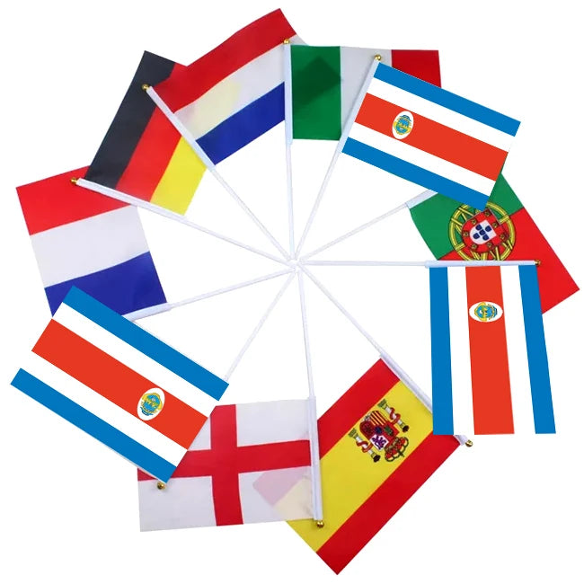 Wholesale Costa Rica Hand Held Flags Digital Printed Polyester Stick Waving Flag for Decorations