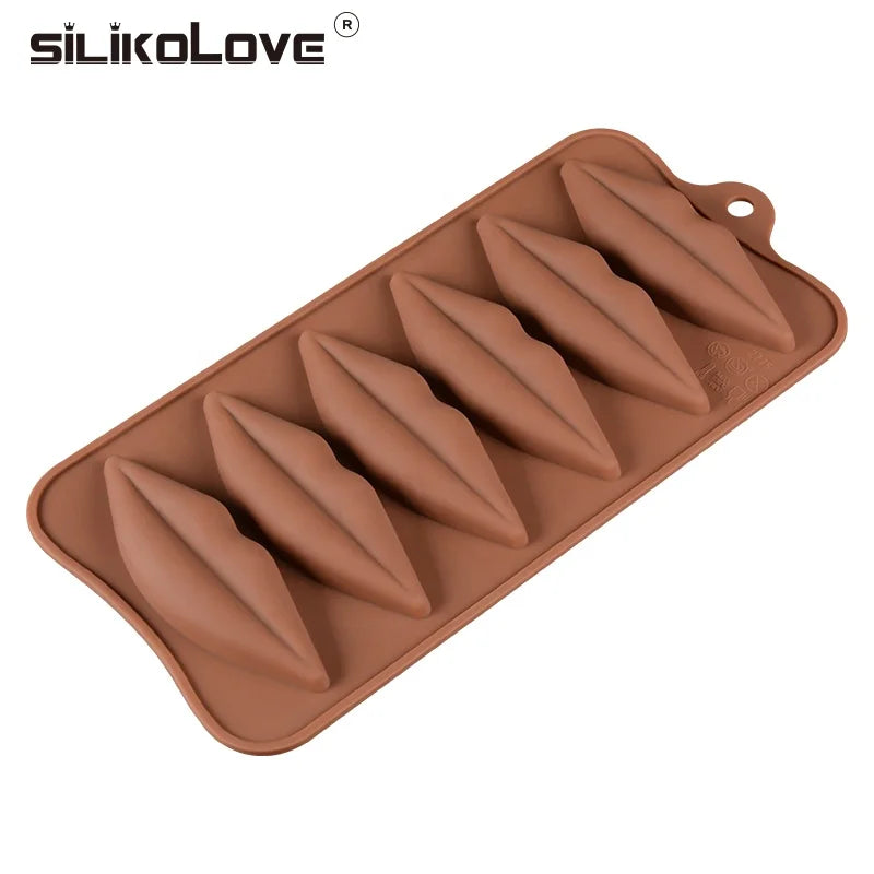 SILIKOLOVE Factory 6 Cavity Love Lip Shape Chocolate Moulds LFGB Platinum Non Stick BPA Free Silicone Chocolate Molds