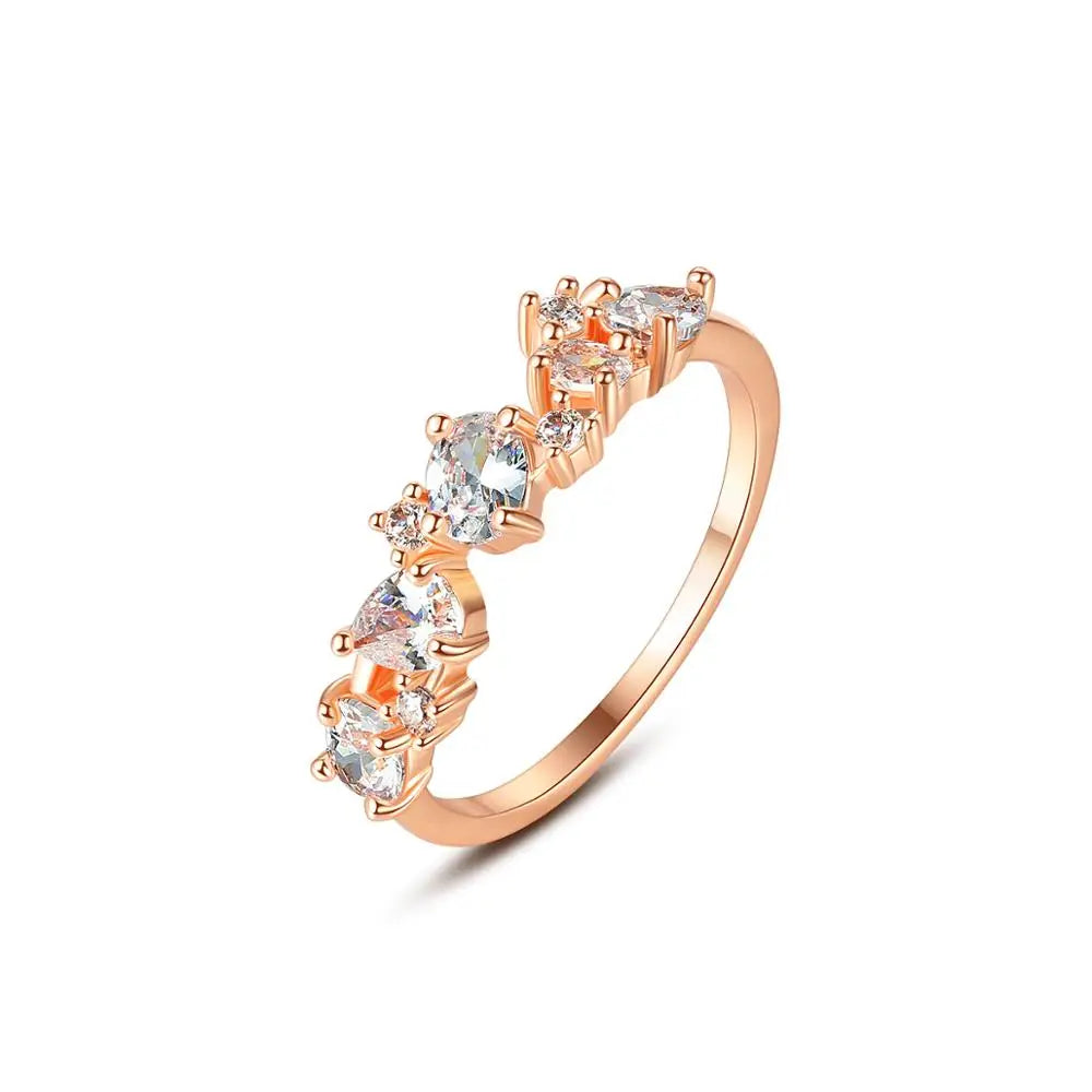 LUOTEEMI Rose Gold Plated Ring Fashion Brass Cz Ring for Girls 3A Cubic Zirconia Women Delicate Diamond Ring