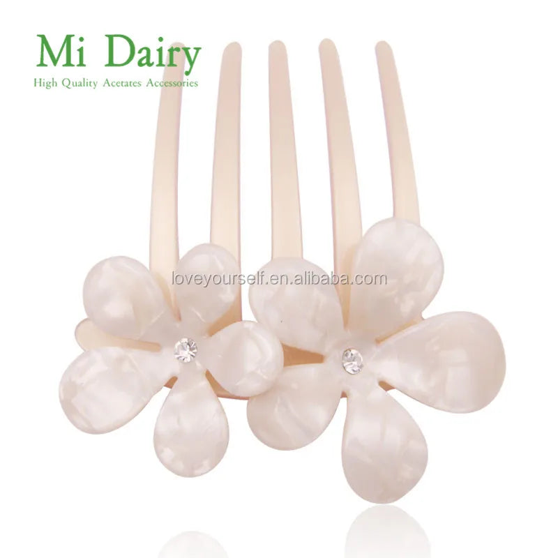 MiDairy Luxury Handmade Hairpin Flower Hair Comb Cellulose Acetate Interpose Hair Accessories Hairwear Custom Comb
