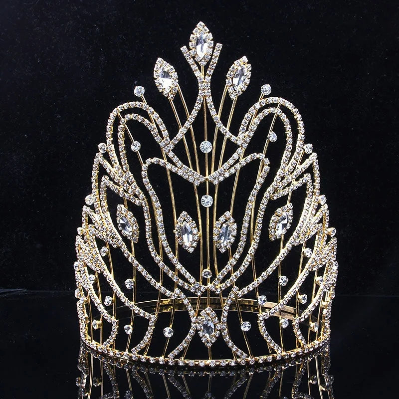 Luxurious Crystal  Beauty Pageant Awards Crown 16.5 cm Tall Big Size Champion Crown