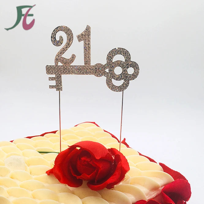 Cake Accessories Guangzhou Party Decoration Set Birthday Sparkle Rhinestone Cake Topper Key 21 Cake Topper Kit