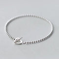 925 Sterling Silver Beaded Bracelet Heart Charm Bracelets for Women Wholesale 2019