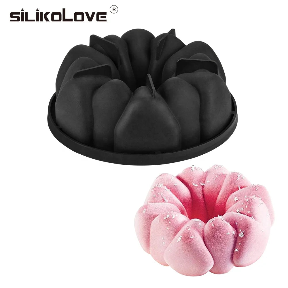 SILIKOLOVE Wedding Form Cake Decorating Mold 3D Silicone Mold Cake Round Large Baking Tool Tray Bakeware Non-Stick Food Safe