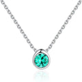 CZCITY Classic Single Round Lab Gemstone Link Chain 925 Sterling Silver Round Pendant Necklaces for Women