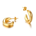 Manufacture Promotion Hollow Design C Shape Stainless Steel Hoop Earrings Jewelry Luxury Gold Fashion Banana Earring