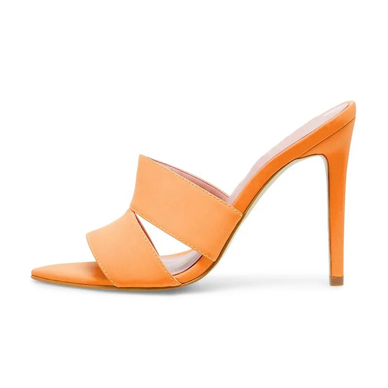Latest Open Pointed Toe High Heel Mules Womens Heeled  Sandals