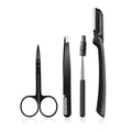 Hot Sale Eco-friendly Black 4pcs Eyebrow Scissors Tweezers Set