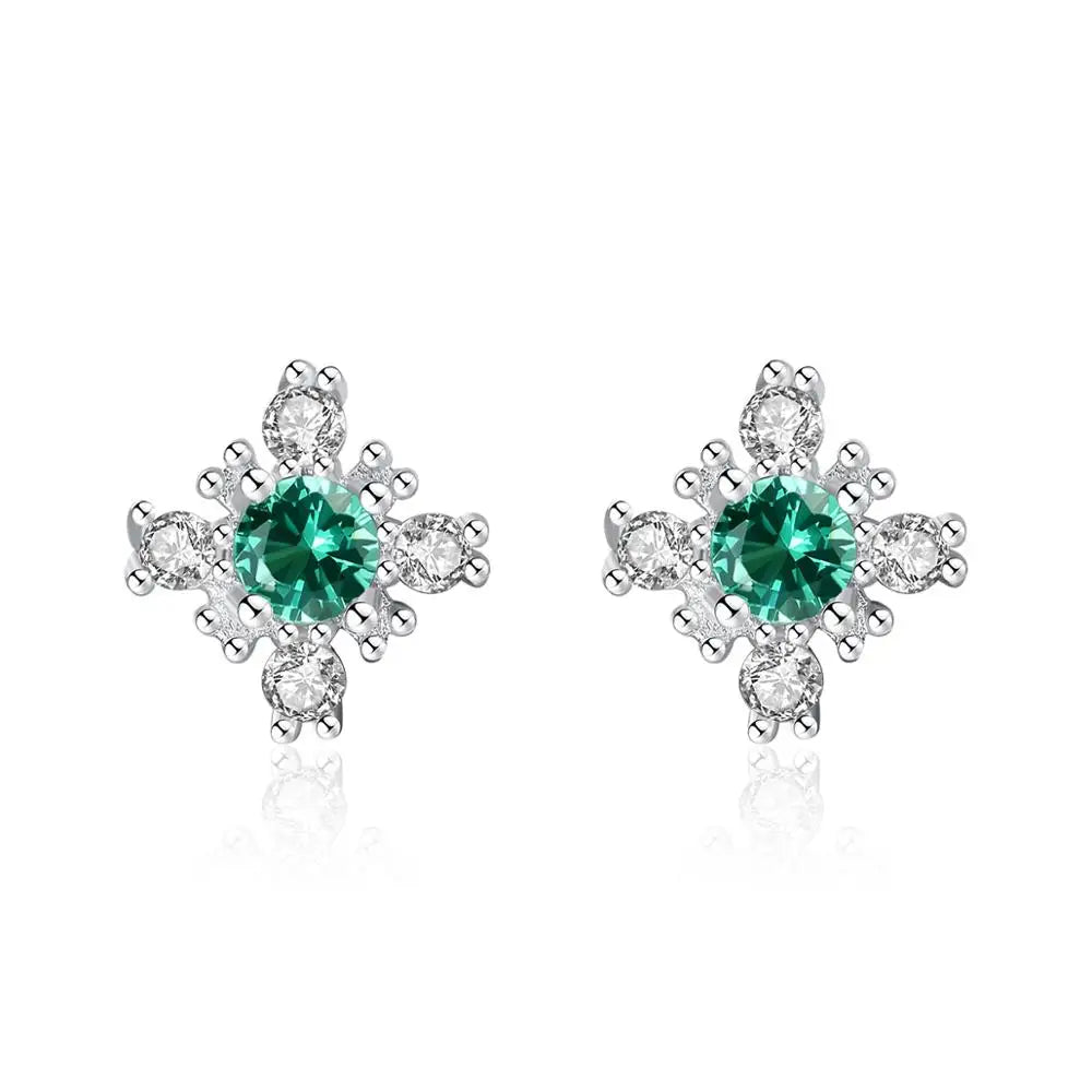 CZCITY Solid 925 Sterling Silver Snowflake Drop Earrings for Women Anniversary Fine Jewelry Topaz Gemstone Brincos Gifts